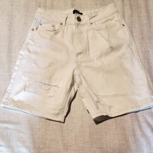 Boohooman White Distressed Men's  Shorts